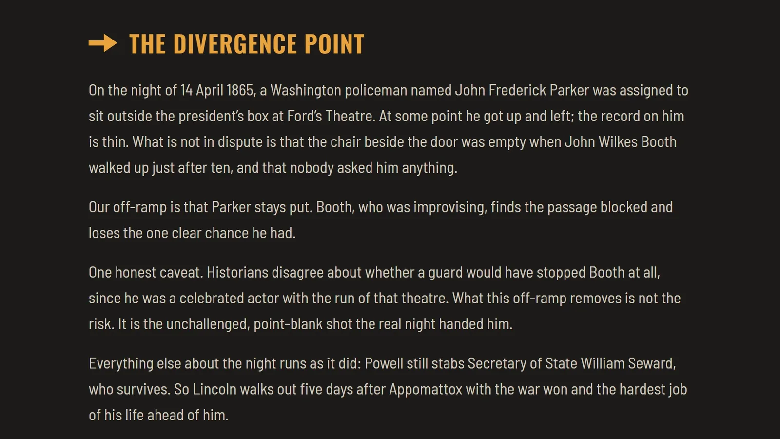 The episode's page on the website, at the section The divergence point.